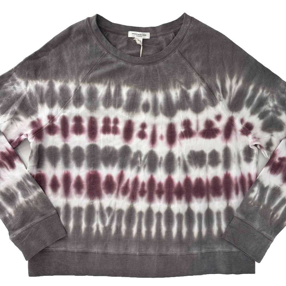 Beach Lunch Lounge Tie Dye Oversized Lightweight Sweatshirt Gray Size Medium NWT